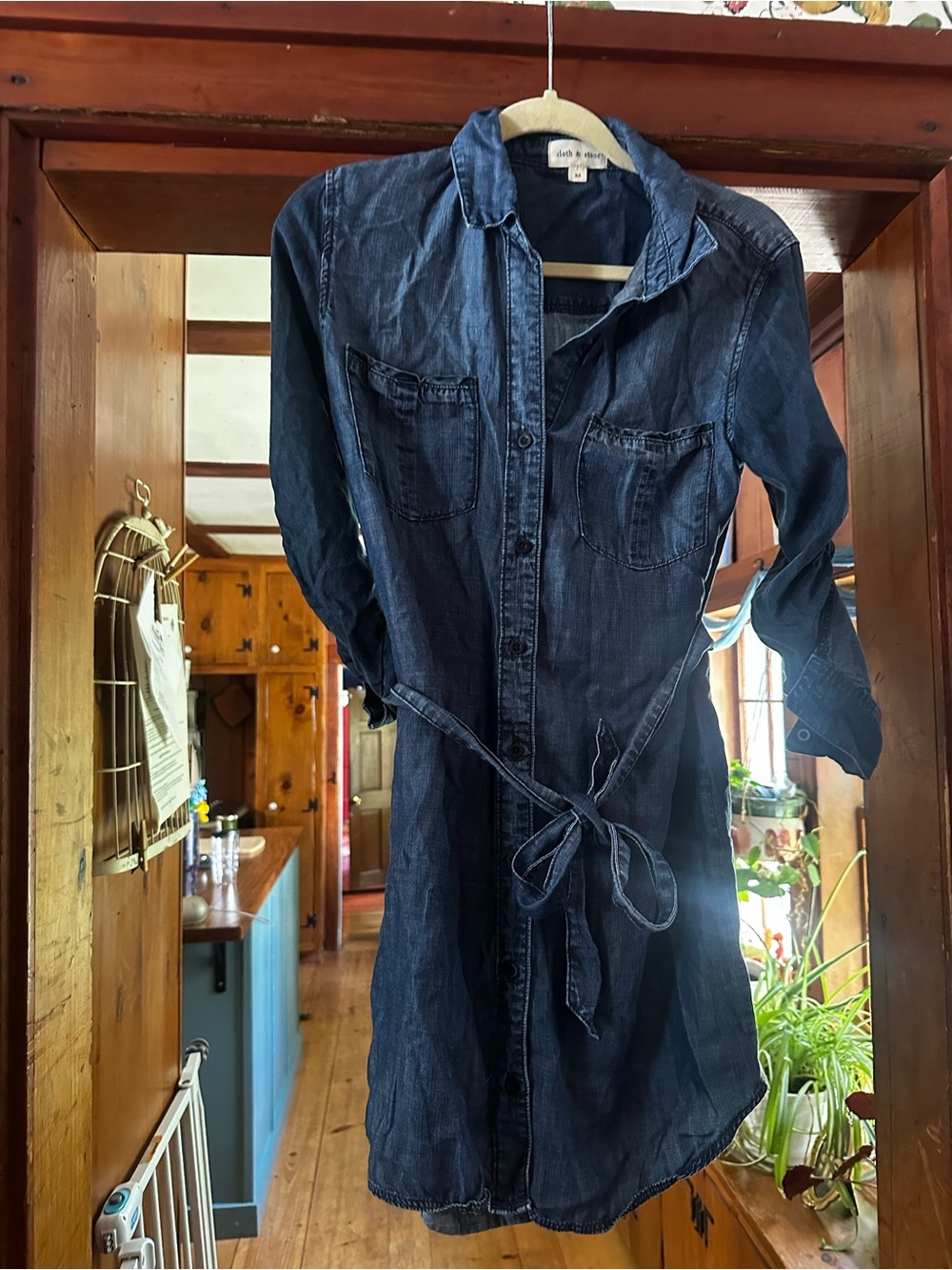 cloth & stone Dark Indigo Button-Front Dress